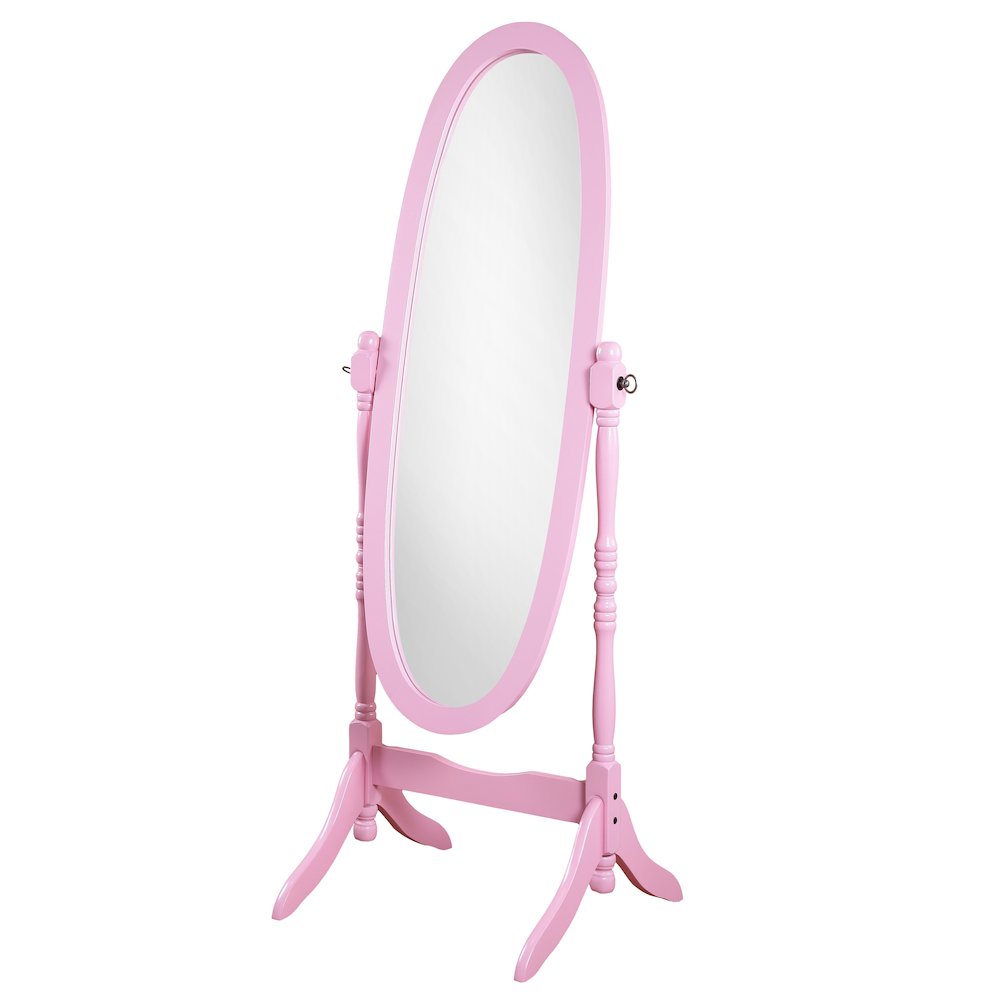 Audi Traditional Queen Anna Style Wood Floor Cheval Mirror, Pink Finish. Picture 1