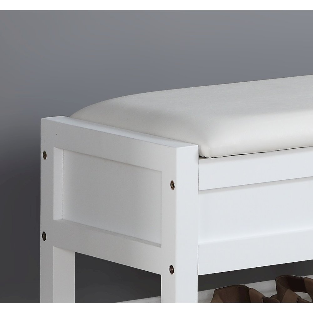 Rouen Clean White Seating Bench with Shoe Storage. Picture 4
