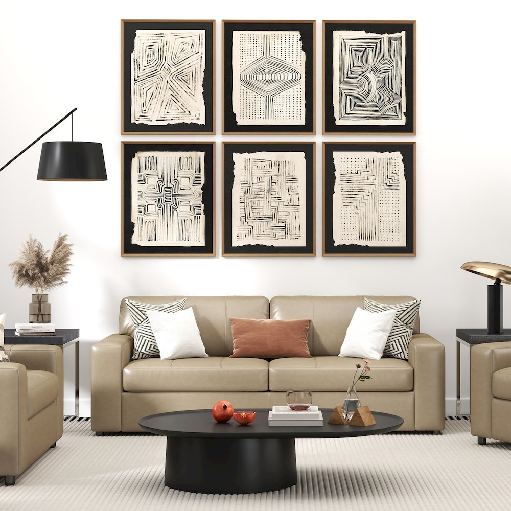 Sakan Leather Upholstered Sofa, Beige. Picture 3