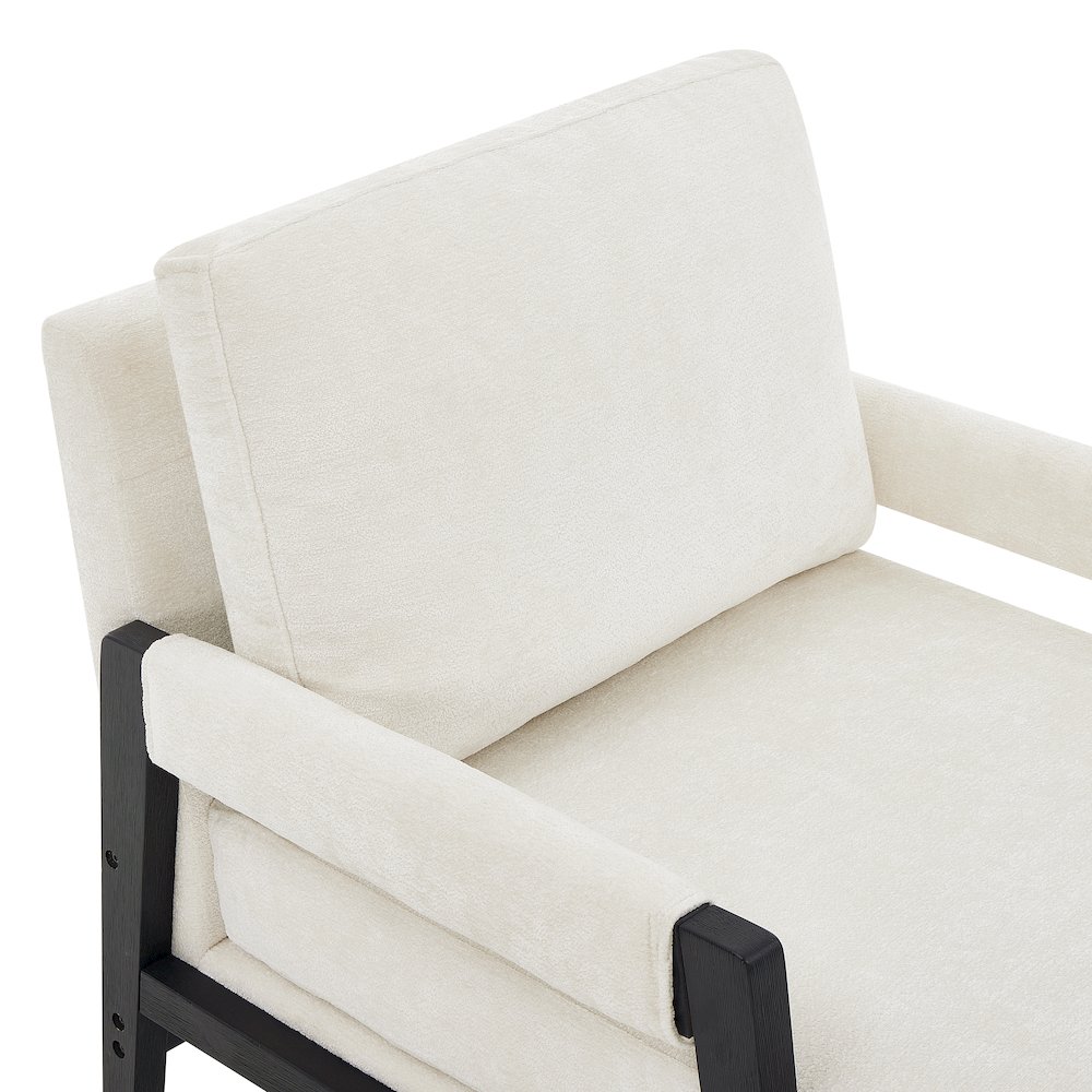 Kelly Mid-Century Modern Chenille Upholstered Accent Armchair, White. Picture 6