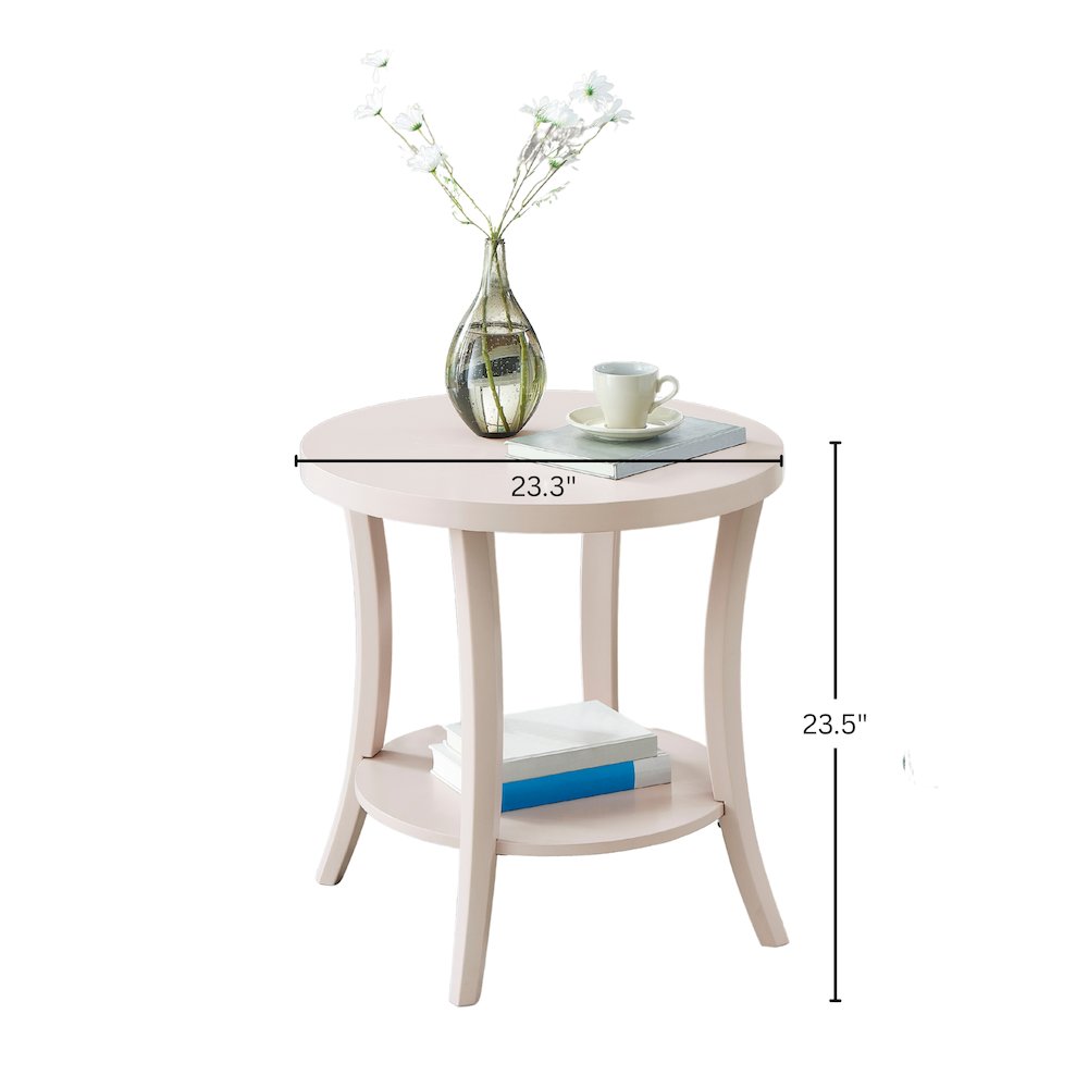 Perth Round End Table with Shelf, Pink. Picture 7
