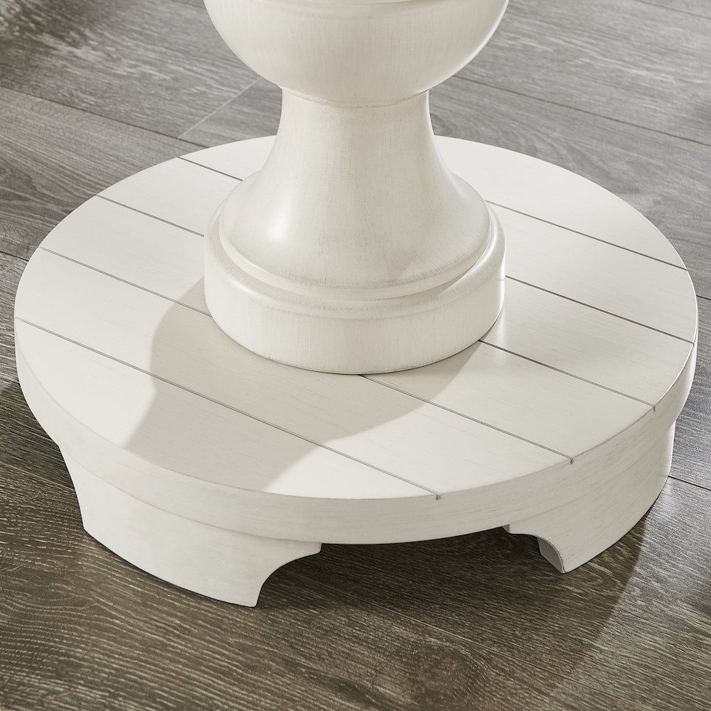Caesar Traditional Round Pedestal End Table, White. Picture 5