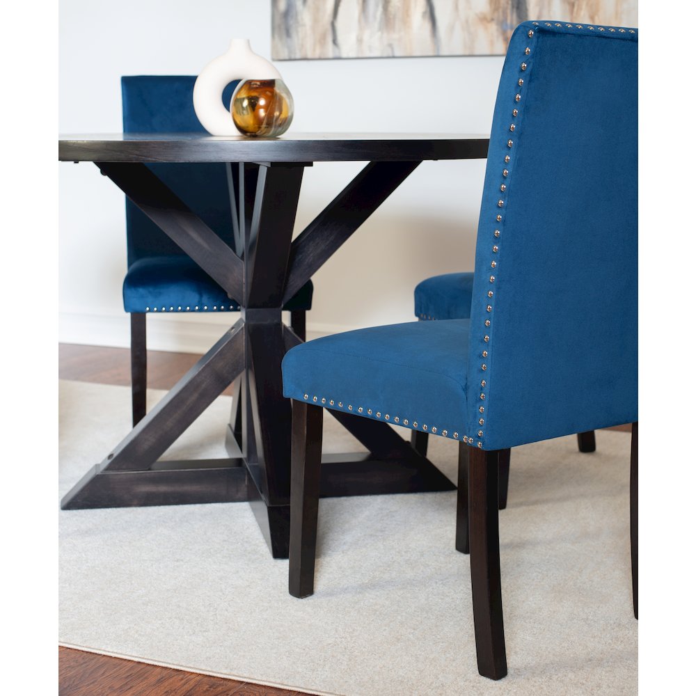 Enbridge 5-Pc Dining Set, Cross-Buck Dining Table with 4 Stylish Chairs, Blue. Picture 4