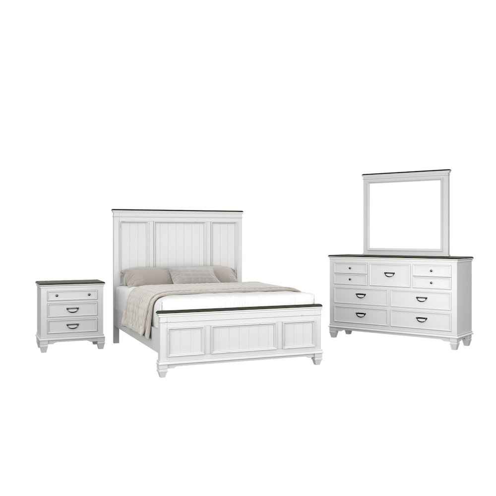 Clelane Wood Bedroom Set Panel Queen Bed, Dresser, Mirror, and Nightstand. Picture 1