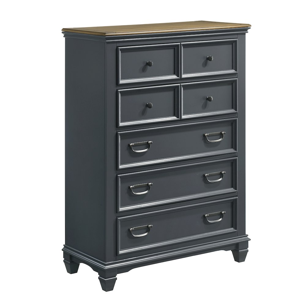 Clelane Wood 5-Drawer Chest, Slate Blue. Picture 1