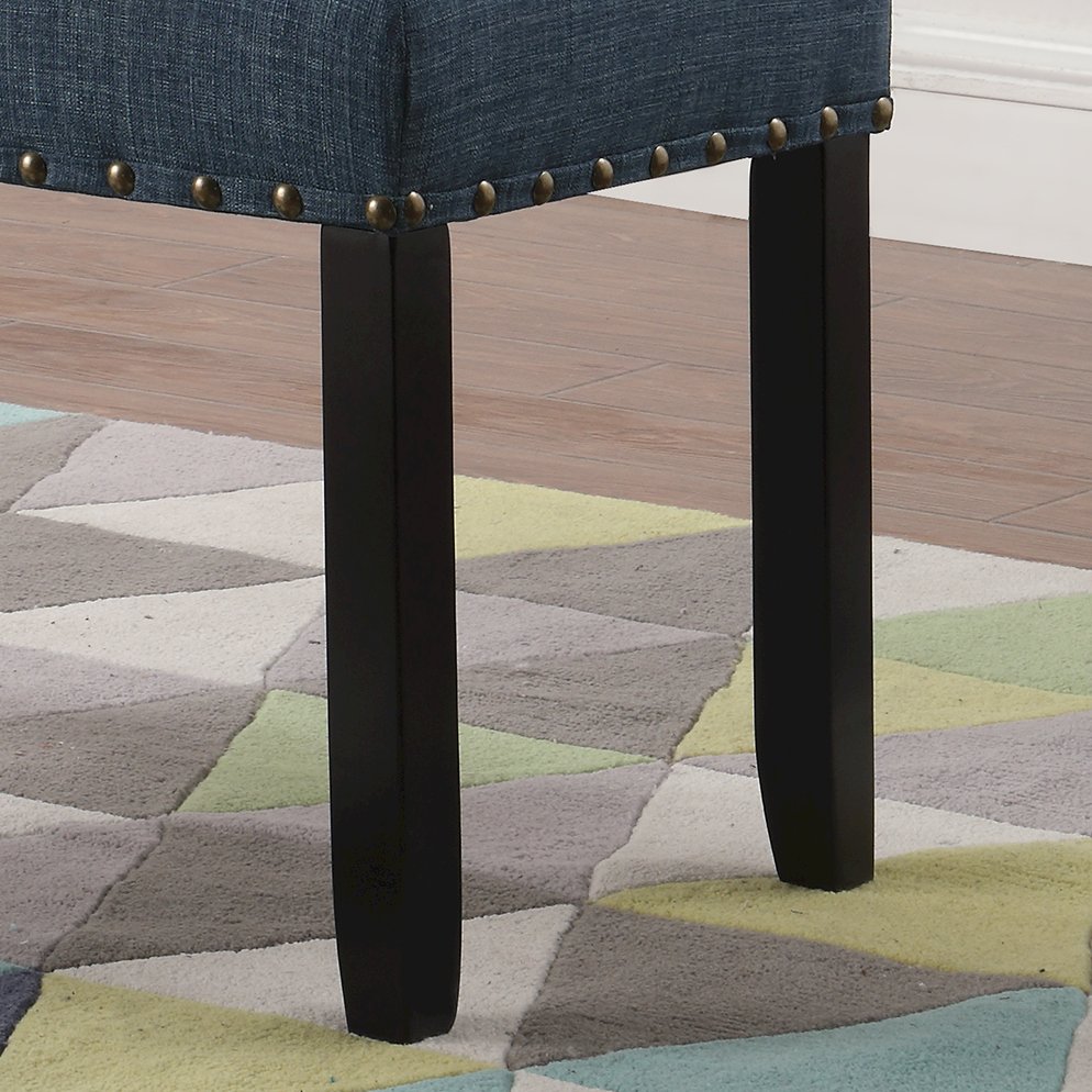 Biony Blue Fabric Dining Bench with Nailhead Trim. Picture 4