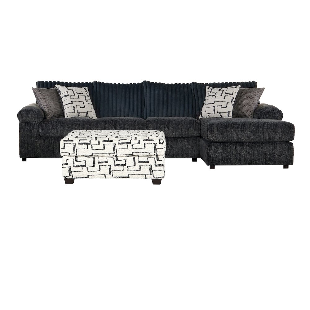 Nason Wide Wale Corduroy Sofa Chaise with Ottoman, Charcoal. Picture 1