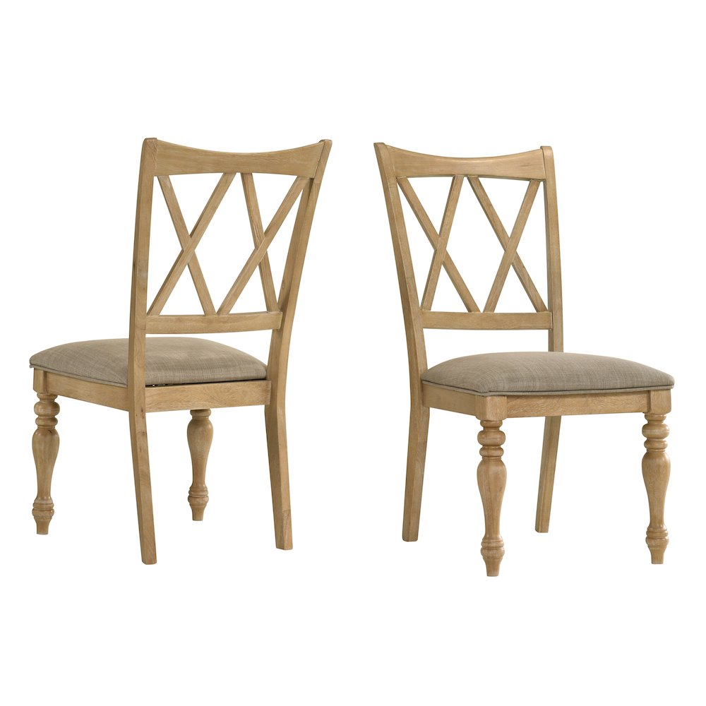 Verta Solid Wood Cross-back Dining Chairs, Set of 2, Light Oak Finish. Picture 1