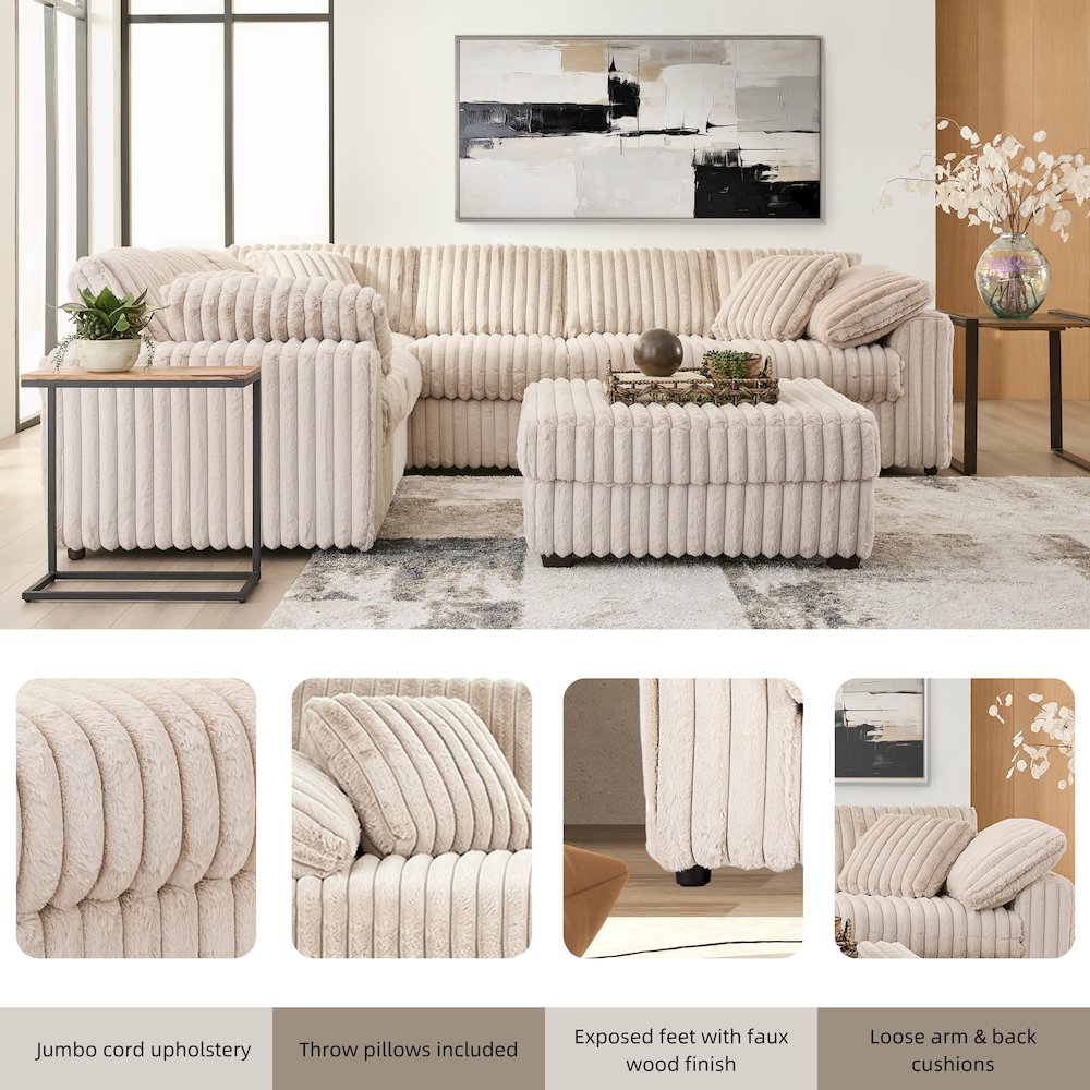 Belvoir 2-PC Living Room Set, L-shape Sectional and Accent Ottoman. Picture 4
