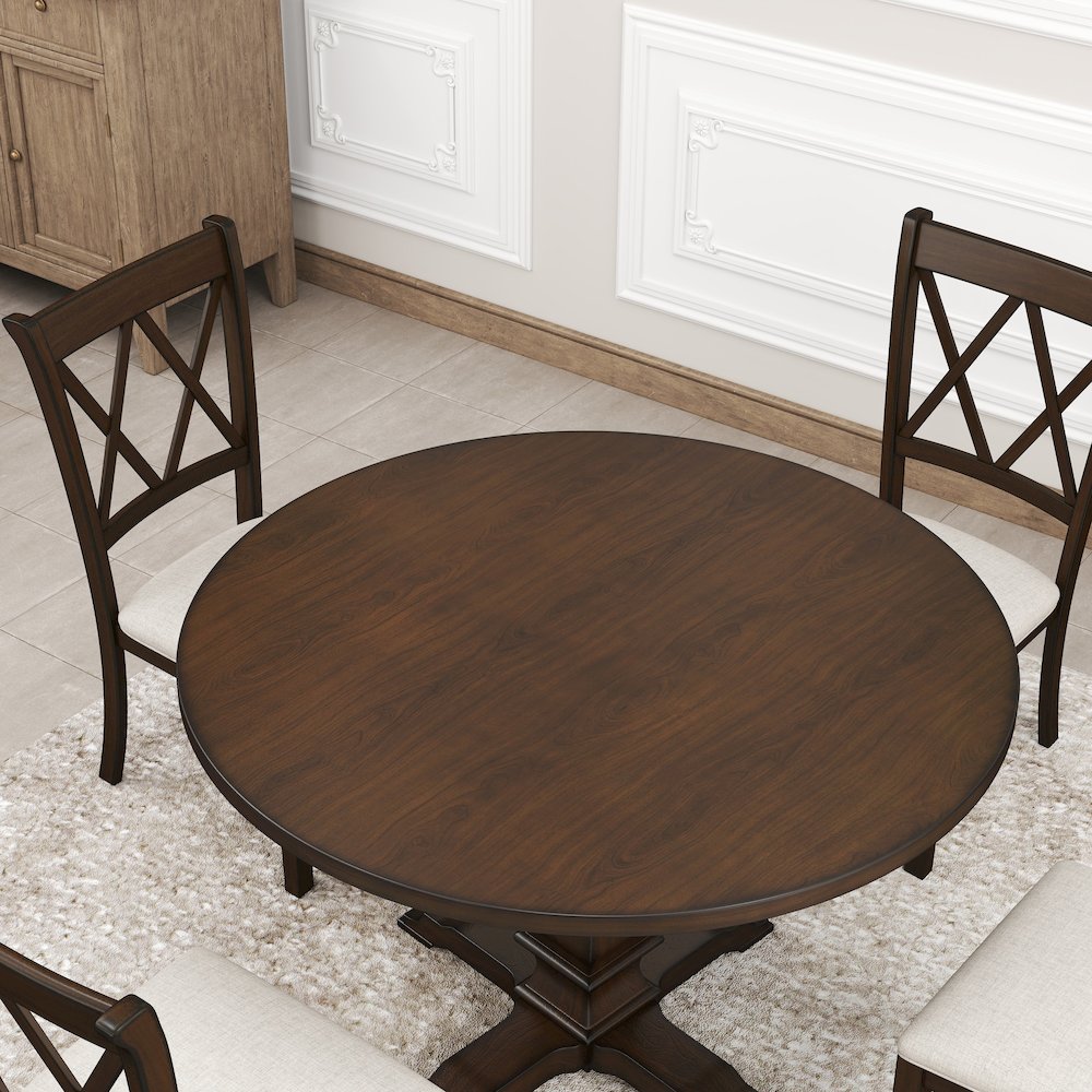 Havre Dining Set, Pedestal Round Table with 4 Chairs. Picture 10