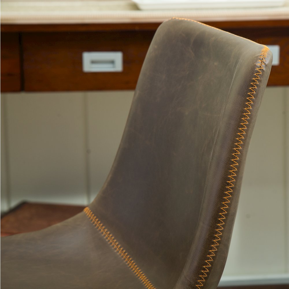 Lotusville Vintage PU Leather Dining Chairs, Antique Brown, Set of 2. Picture 7