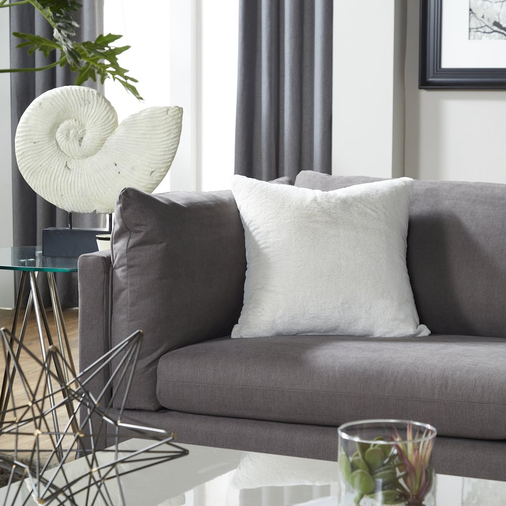 Enda Pillow Back Fabric 3-Piece Sofa and Cuddler Chair Set, Carbon Gray. Picture 3
