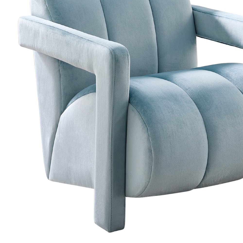 Velmor Contemporary Velvet Accent Armchair, Blue. Picture 3