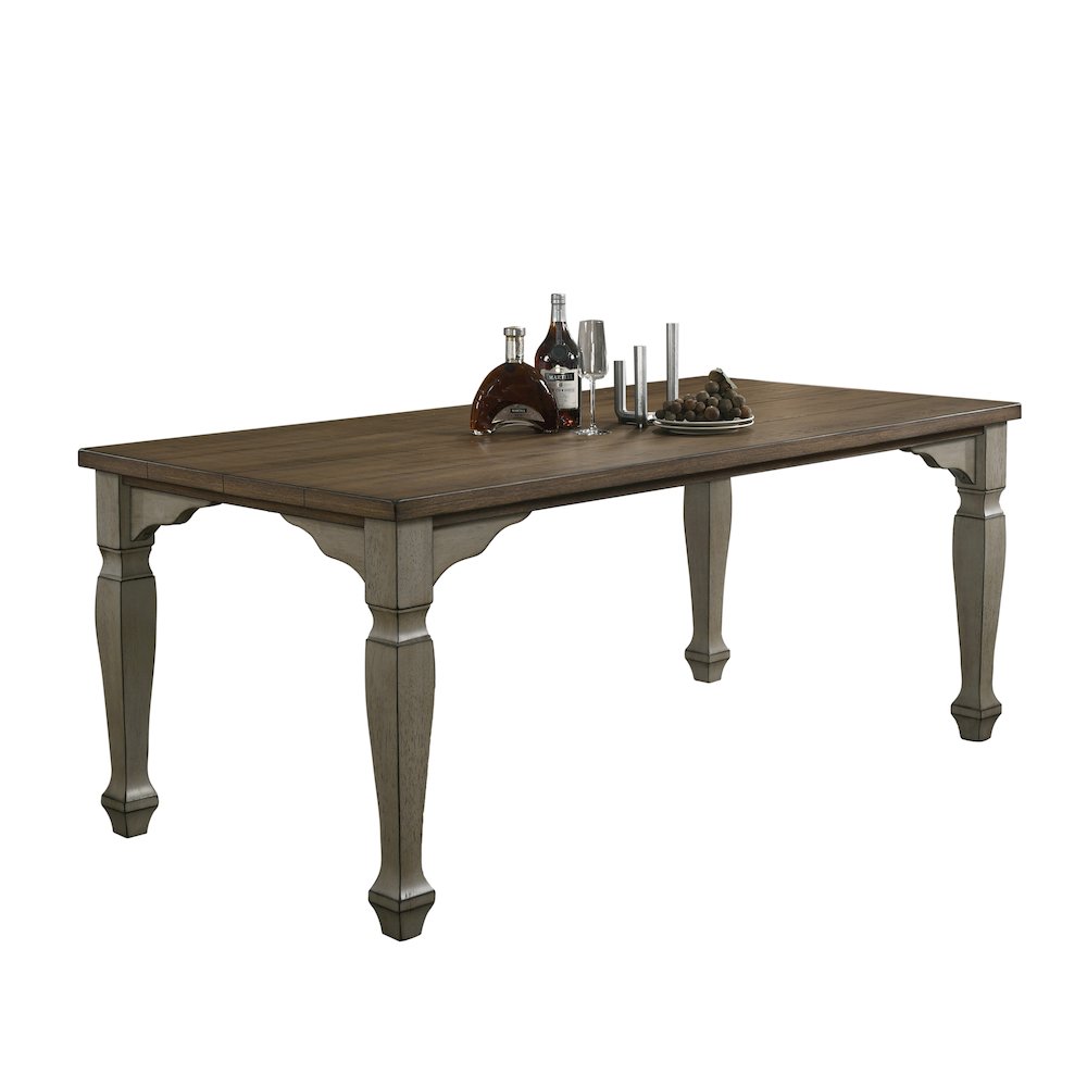 Breda Antique Gray and Dark Oak Finished Wood Dining Table. Picture 1