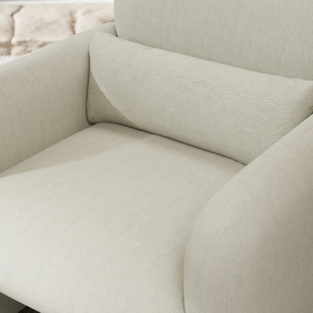 Dylan Modern Upholstered Barrel Armchair, Cream White. Picture 9