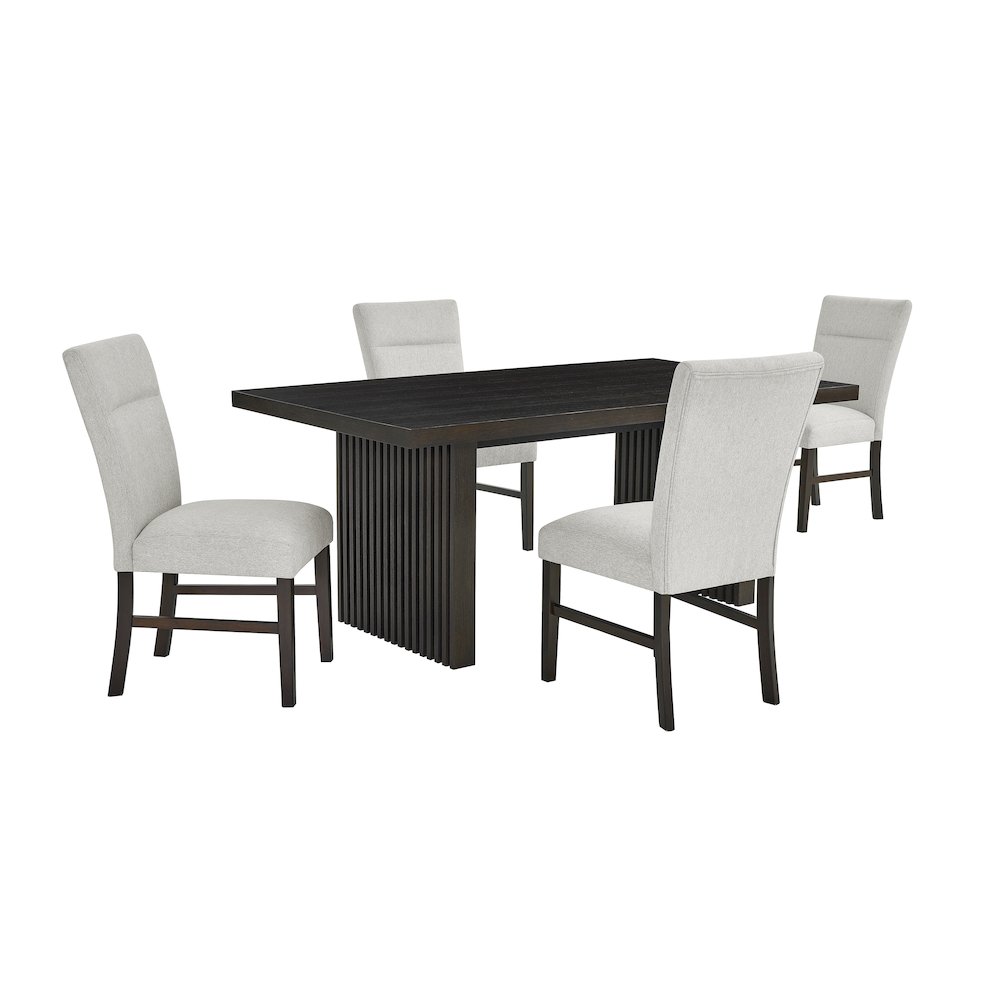 Madison 5-Piece Dining Set, Slat-Fluted Dining Table with 4 Stylish Chairs, Gray. Picture 1