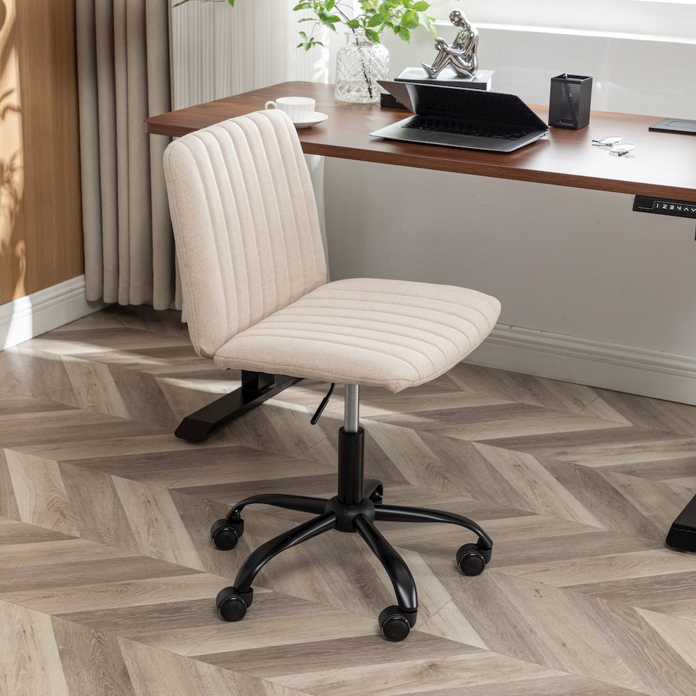 Masar Fabric Swivel Office Chair, Beige. Picture 10