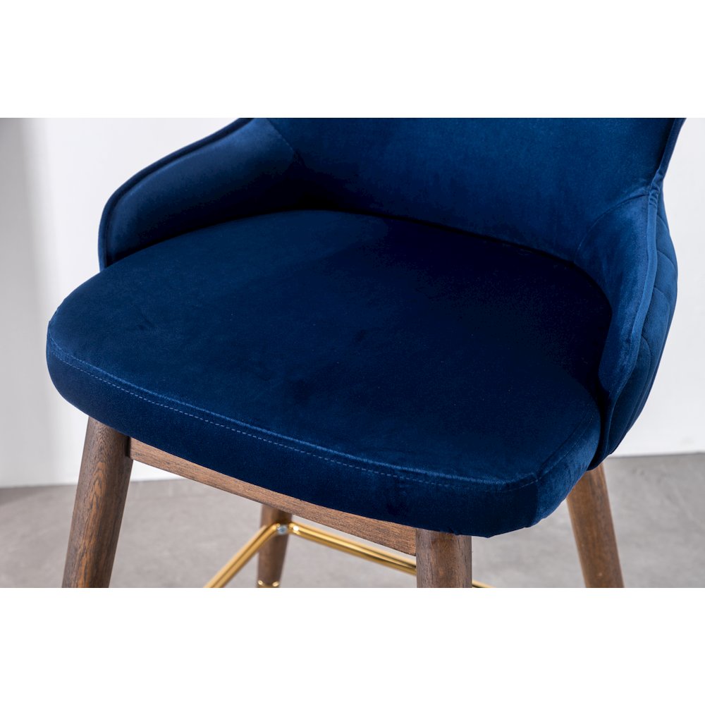 Leland Fabric Upholstered Counter Height Wingback Stools, Set of 2, Blue. Picture 10