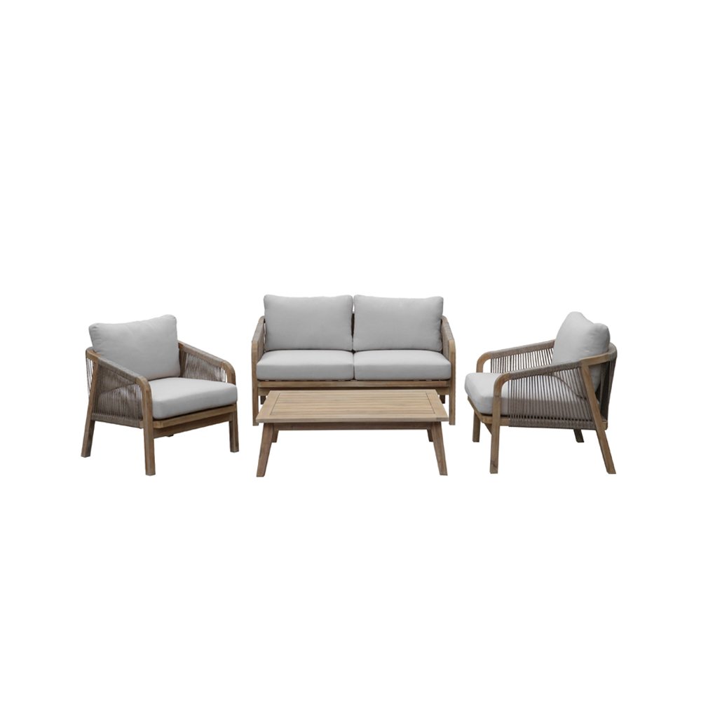 Lola 4 Piece Sofa Set Beige In Acacia. Picture 1