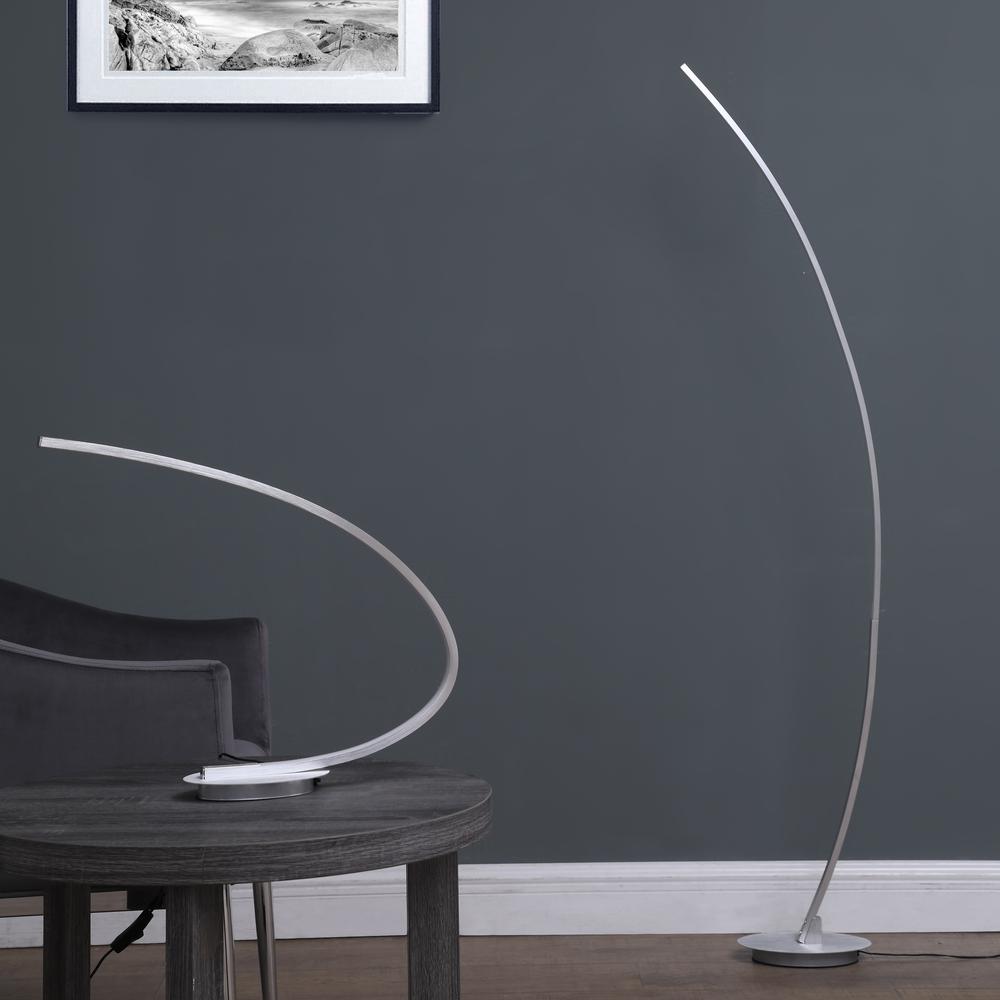 62.25" In Bradie Brushed Nickel Led Arc Tube Floor Lamp. Picture 5
