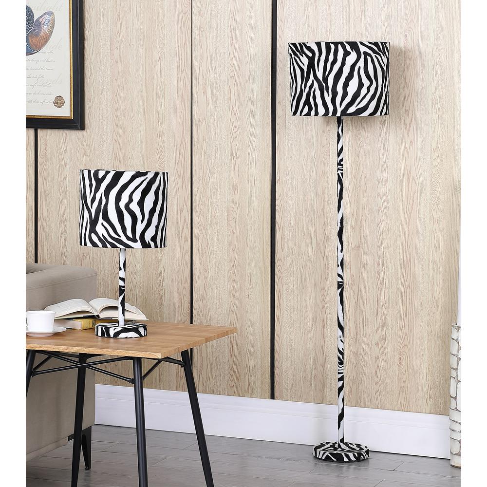 59" in FAUX SUEDE ZEBRA PRINT FLOOR LAMP. Picture 5