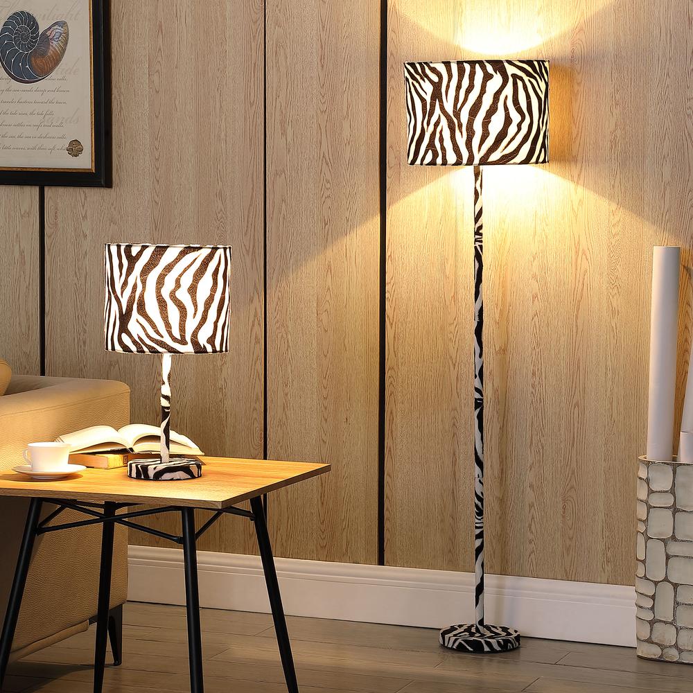 59" in FAUX SUEDE ZEBRA PRINT FLOOR LAMP. Picture 6