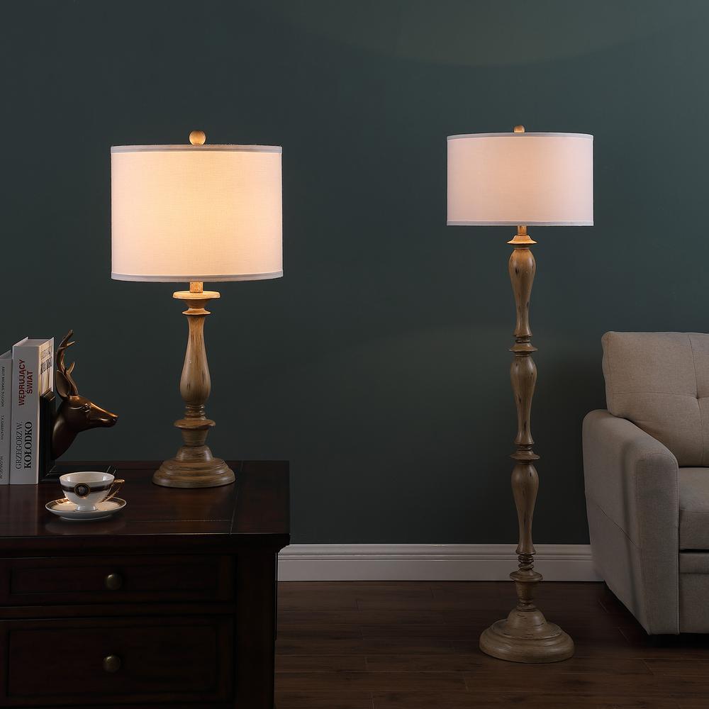 27.5" In Coastal Wood Effect Polyresin Table Lamp. Picture 6