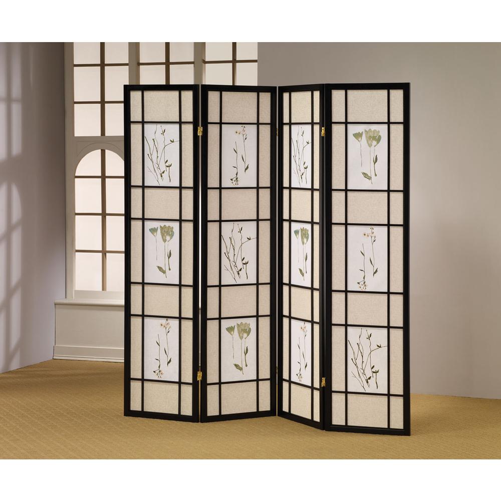 4 Panel Shoji Screen - Black. Picture 2
