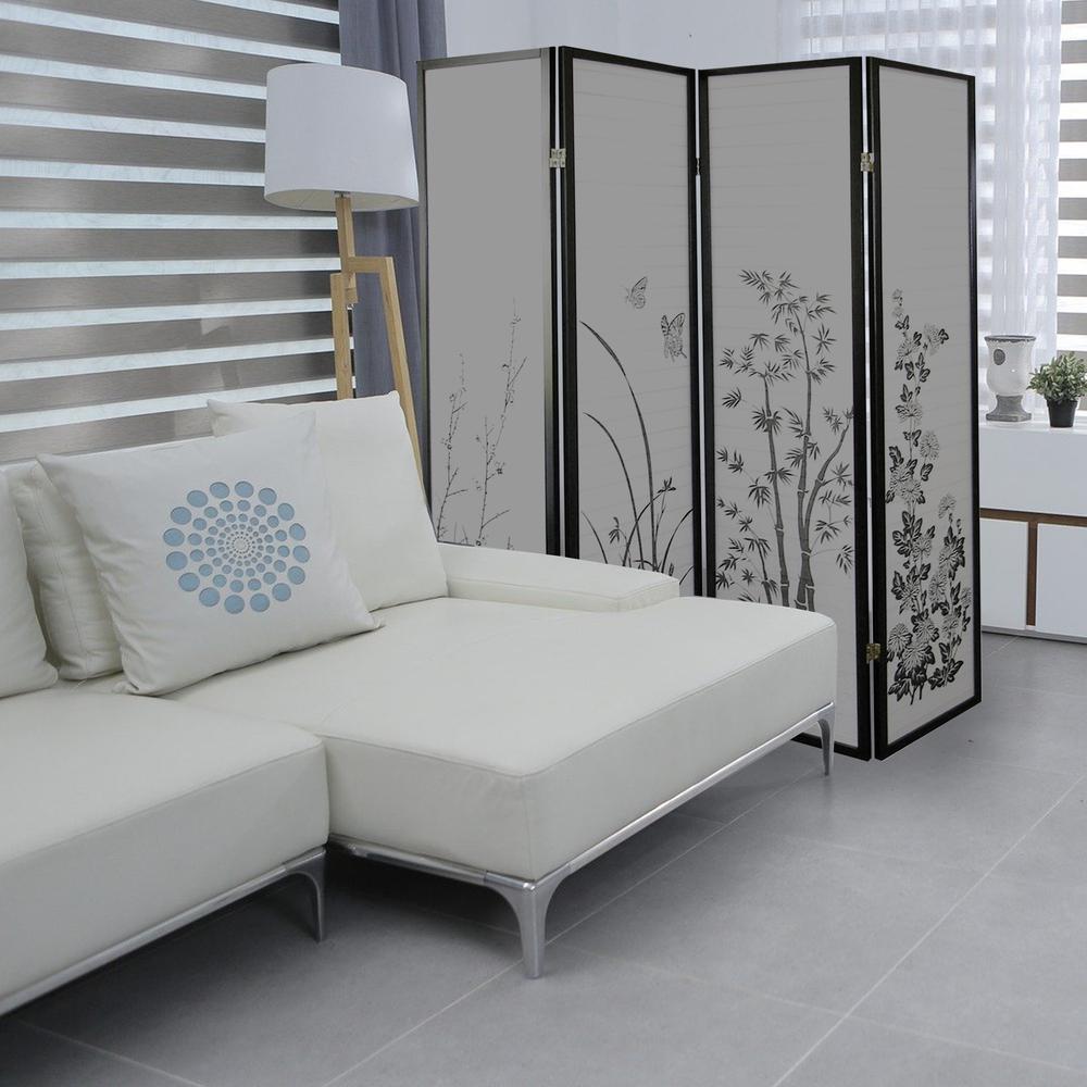 4-Panel Room Divider - Floral. Picture 2