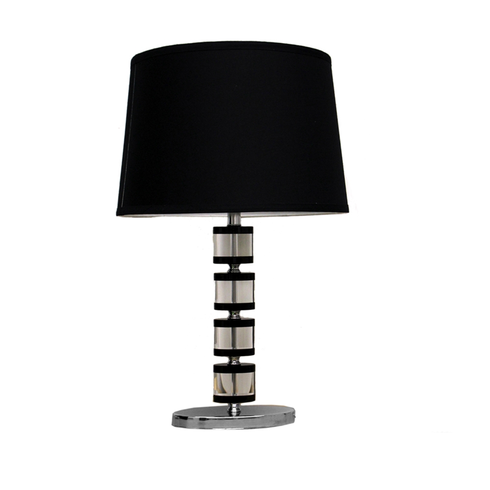 24"H Oval Crysal Black/Clear Table Lamp. Picture 1