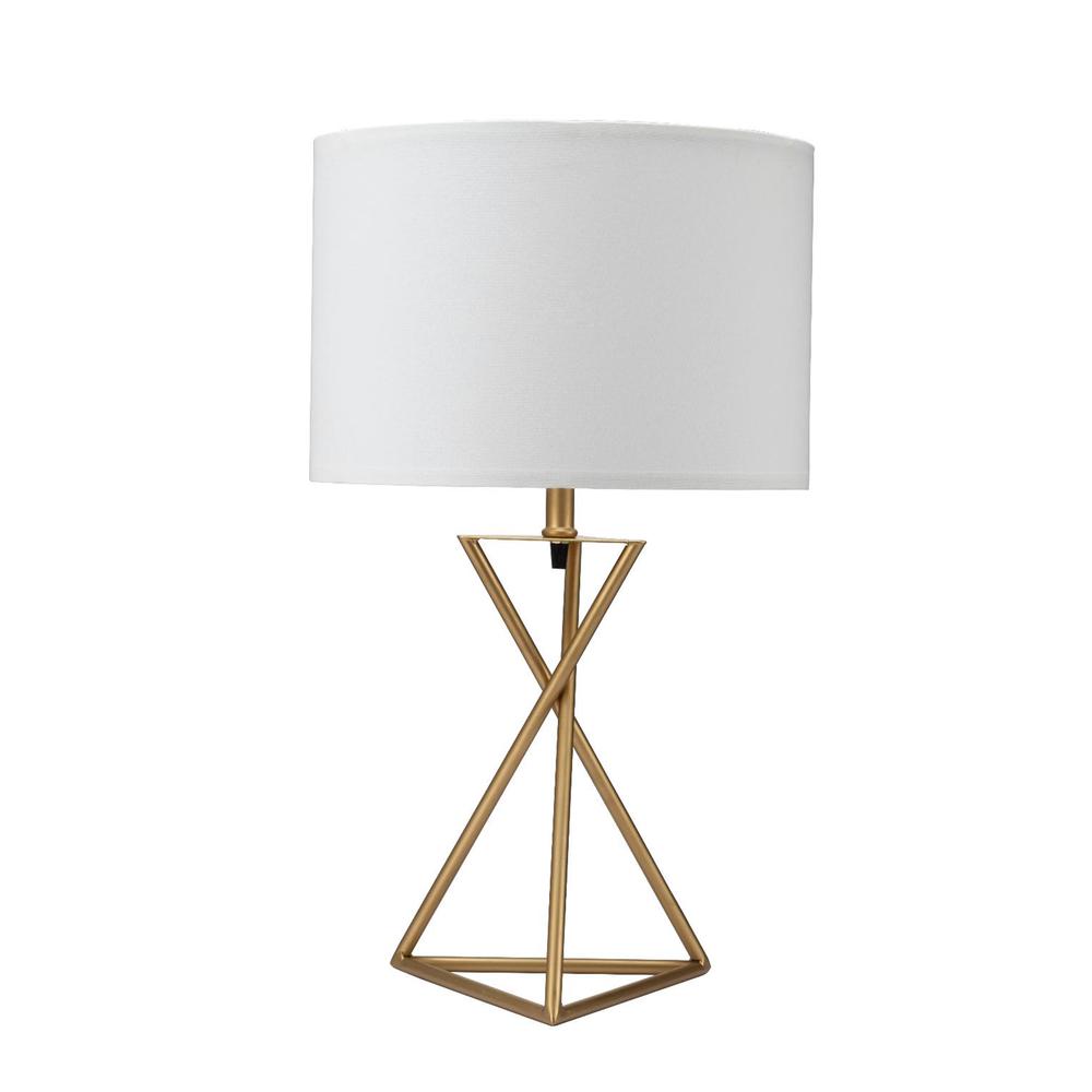 26.25" In Ester Matte Gold Hourglass Mid-Century Metal Table Lamp. Picture 1