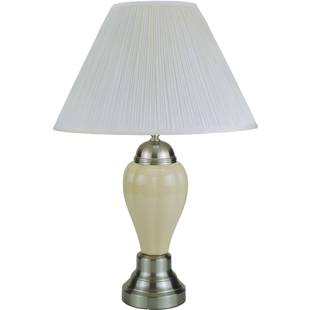 27" Ceramic Table Lamp - Silver/ Ivory. Picture 1
