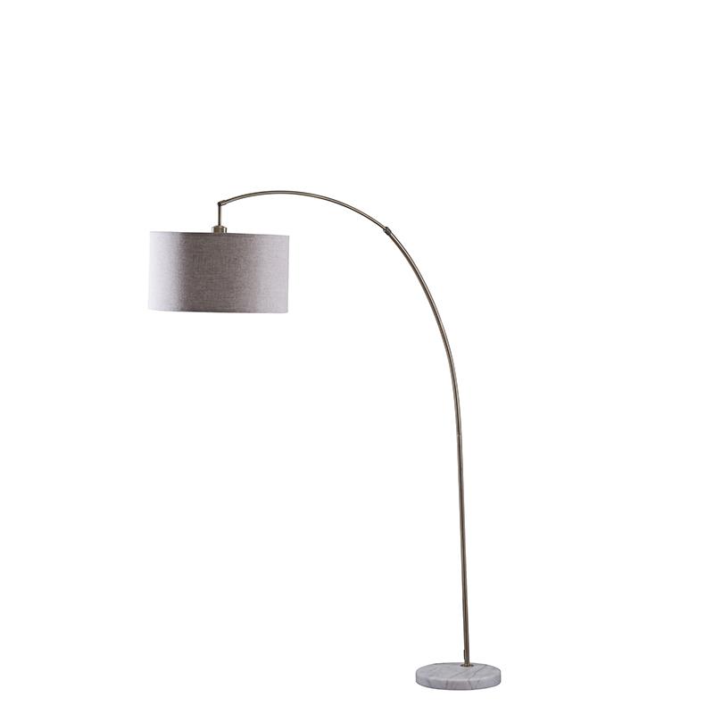 86" In Bowery Antique Gold Arc White Marble Floor Lamp. Picture 1