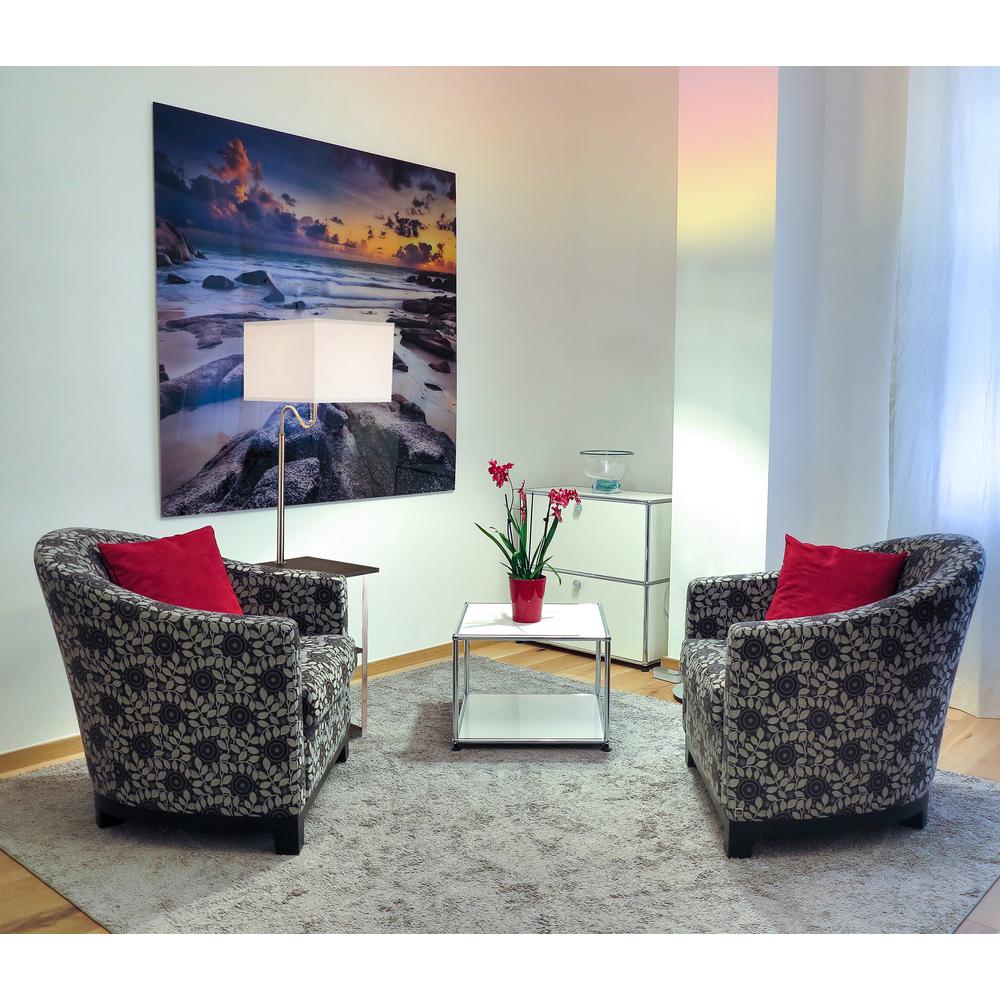 58" In Dru Square Side Table W/ Brush Silver Floor Lamp & Charging And Usb Station. Picture 3