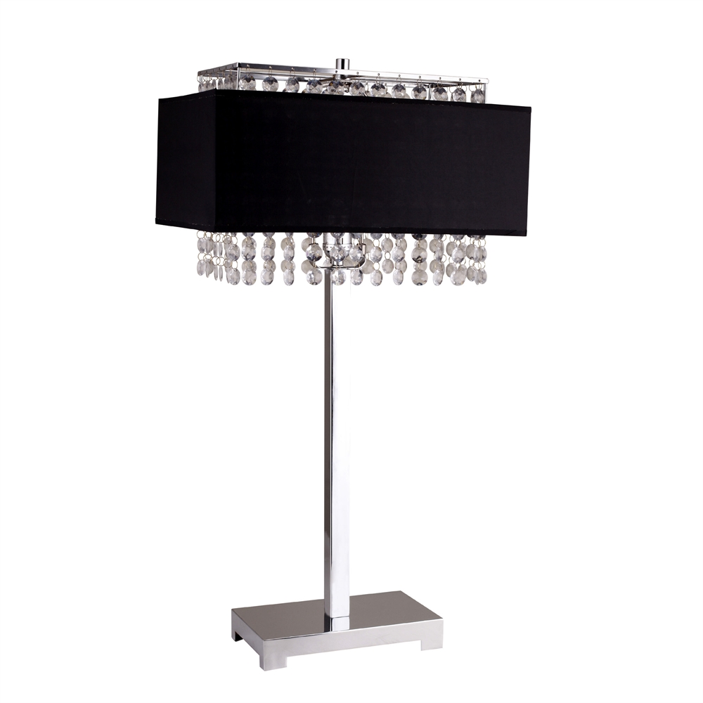 28"H Black Square Crystal Table Lamp. Picture 1