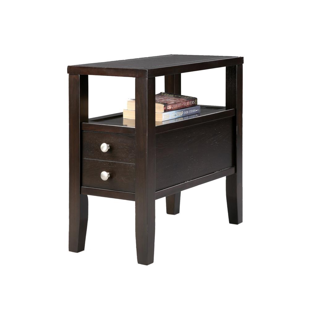 24" Traditional Dark Espresso With 2 Drawers Side/End Table. Picture 3