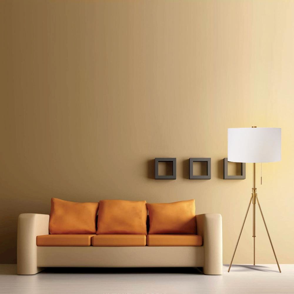 58" To 72"H Mid-Century Adjustable Tripod Gold Floor Lamp. Picture 2