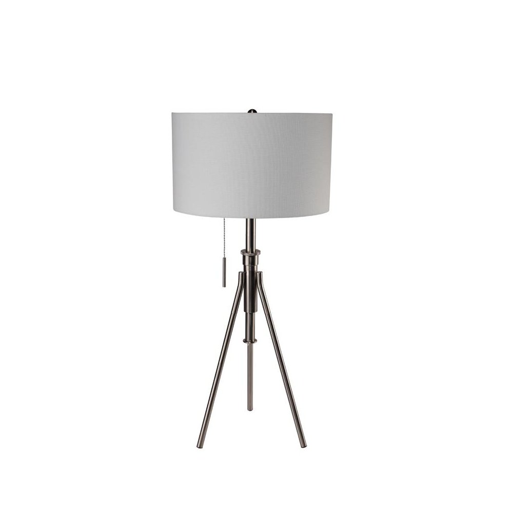 32.5" To 37.5"H Mid-Century Adjustable Tripod Silver Table Lamp. Picture 1