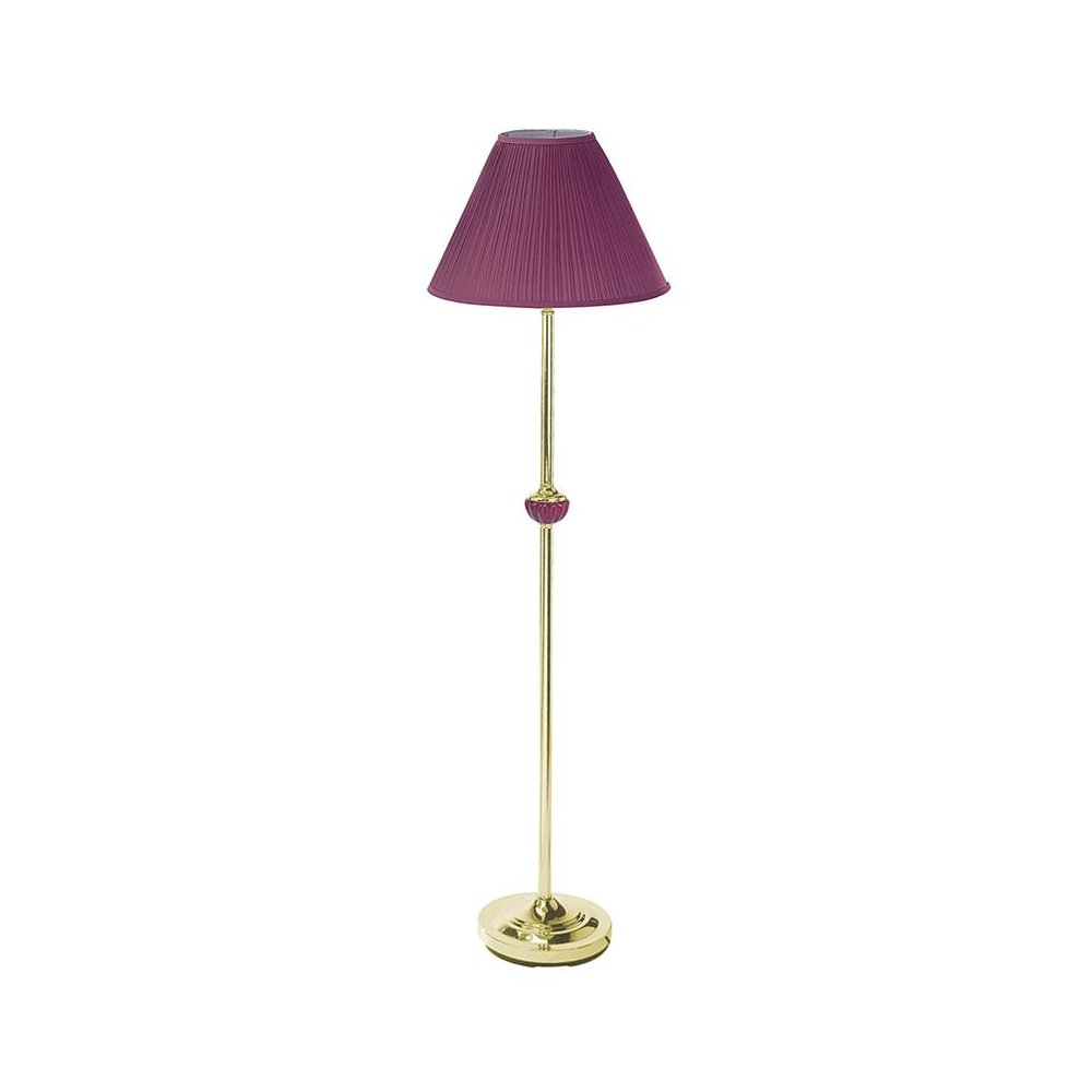 60"H Burgundy Ceramic/Brass Floor Lamp. Picture 1