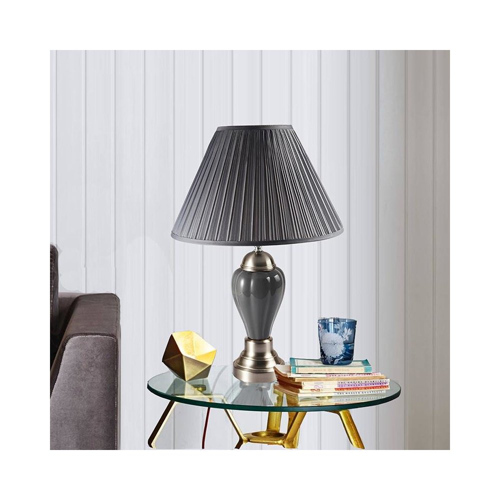 27"In Ceramic And Metal Table Lamp - Silver/Gray. Picture 2