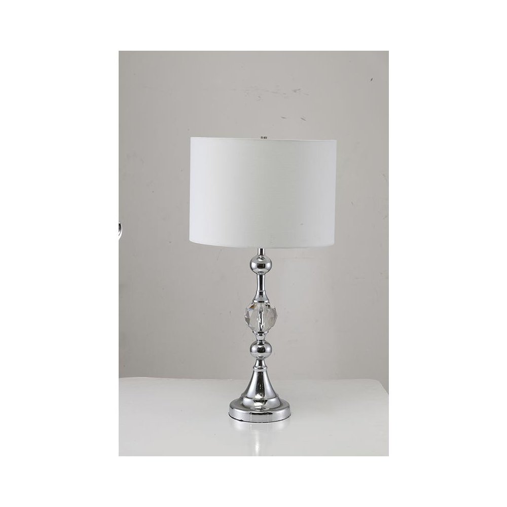 29.5" In Leona Crystal And Chrome Table Lamp W/ Outlet. Picture 1