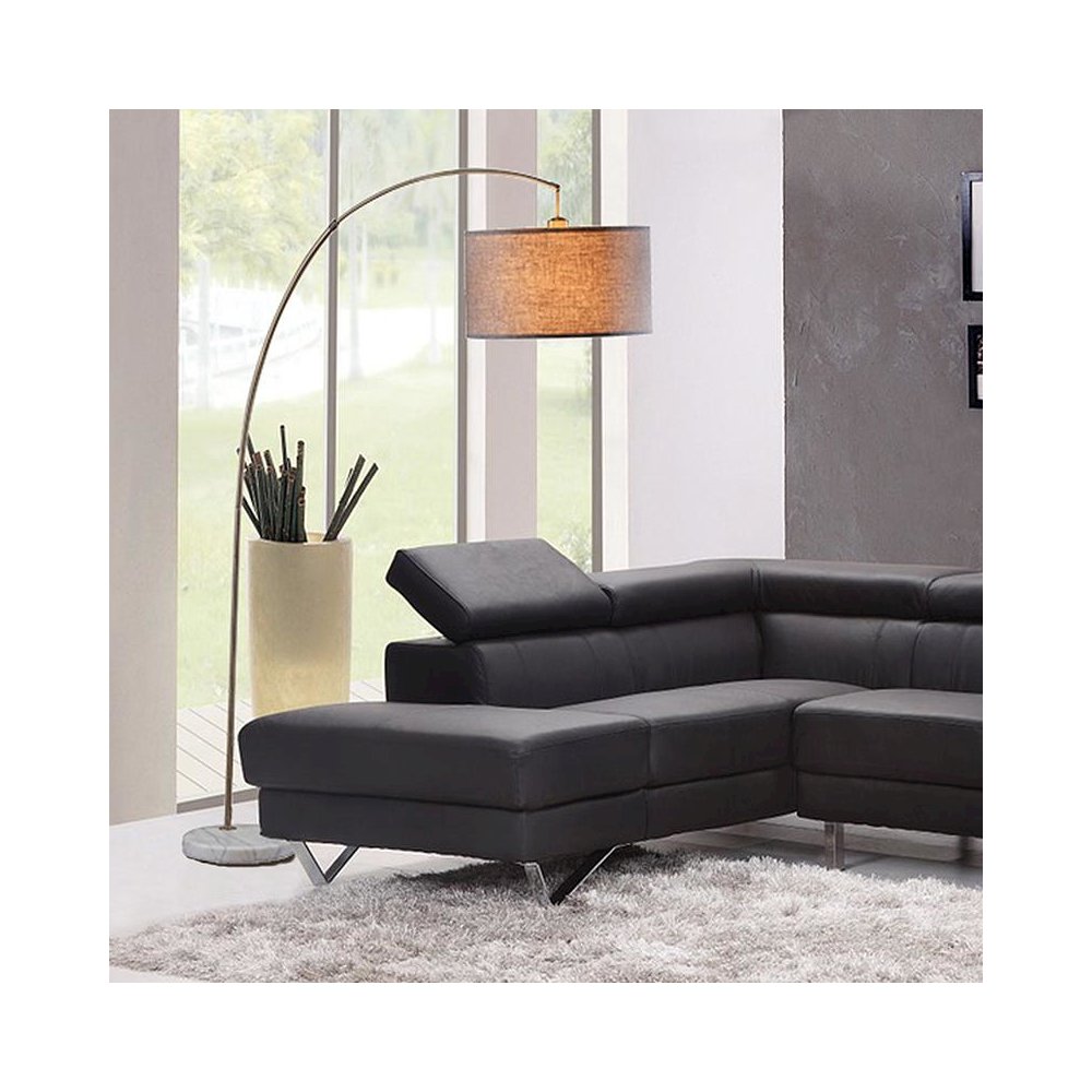 86" In Bowery Antique Gold Arc White Marble Floor Lamp. Picture 2