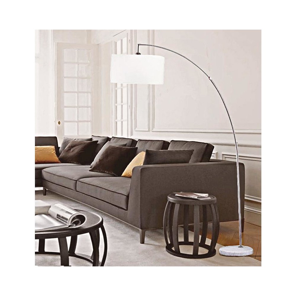 86" In Allegro Silver Arc White Marble Floor Lamp. Picture 2