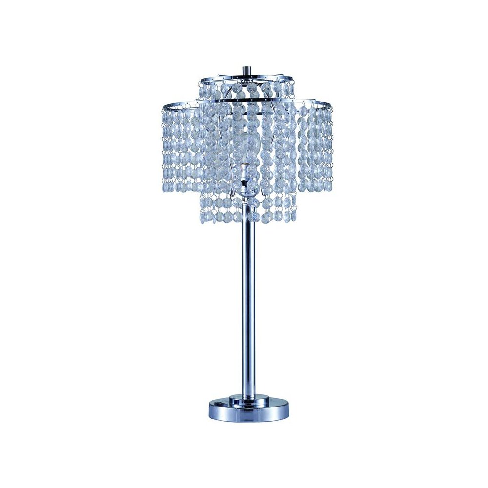26" In 2 Tier Holly Glam Silver Table Lamp W/ Charging Station And Usb Port. Picture 1