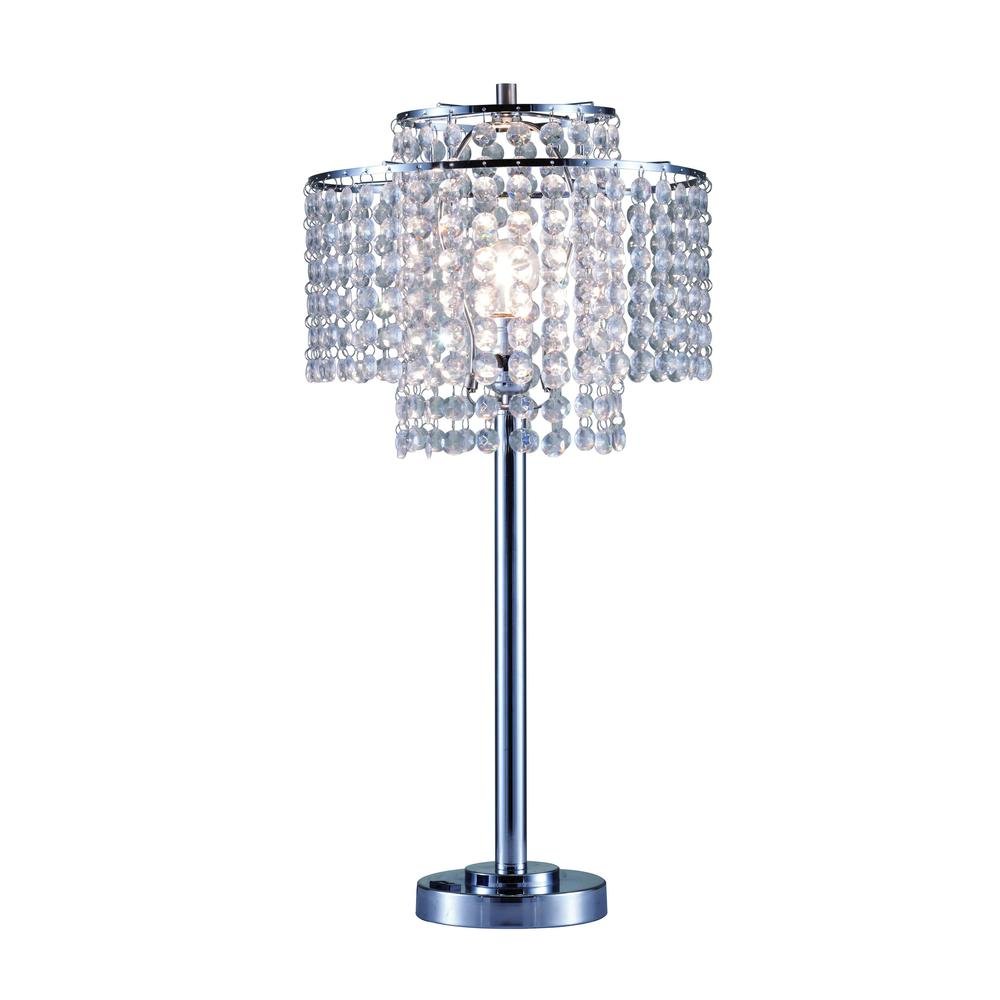 26" In 2 Tier Holly Glam Silver Table Lamp W/ Charging Station And Usb Port. Picture 2