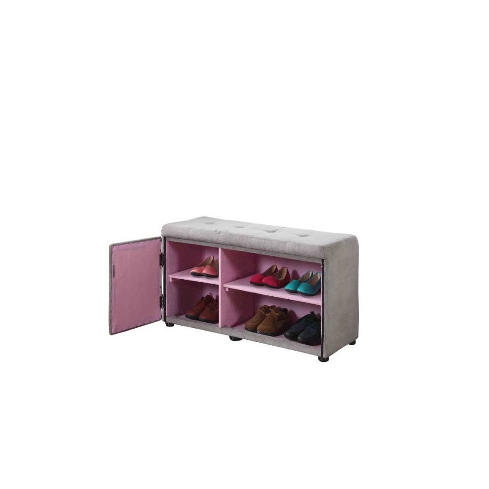 18"H Silver Grey Shoe Compartment Bench. Picture 2