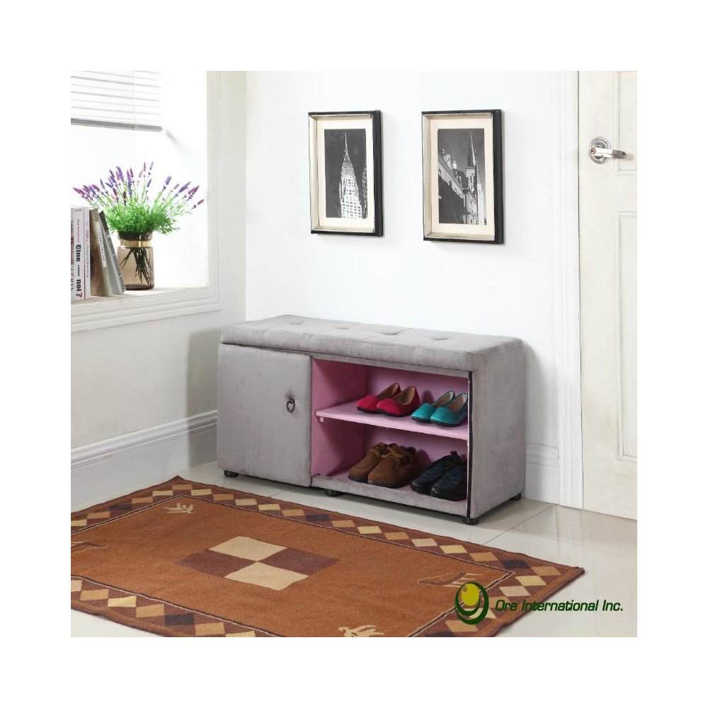 18"H Silver Grey Shoe Compartment Bench. Picture 3