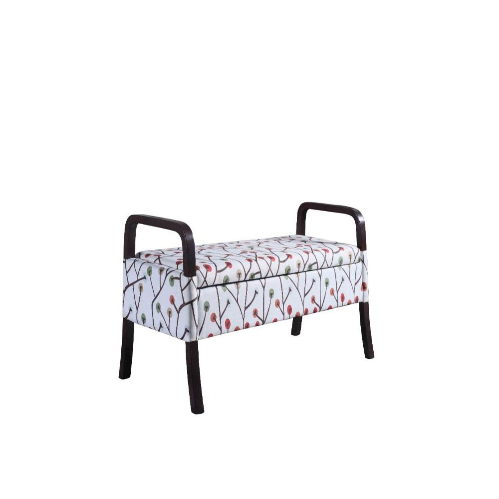 23.25" Cherry Blossom Wooden Arm Storage Bench. Picture 1