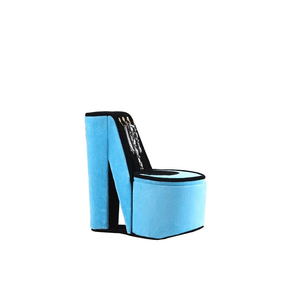 9" In Turquoise Velvet High Heel Shoe Display W/ Hooks Jewelry Box. Picture 1