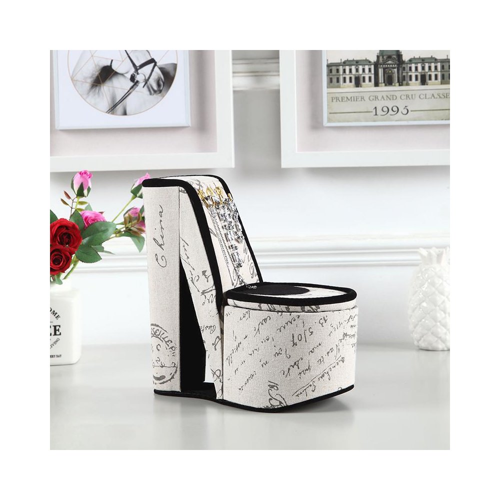 9" In Stencil Letter Print High Heel Shoe Display W/ Hooks Jewelry Box. Picture 3